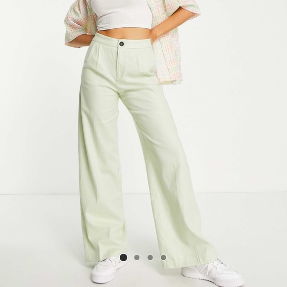 Bershka Pants - Bershka Light Green Tailored Pants